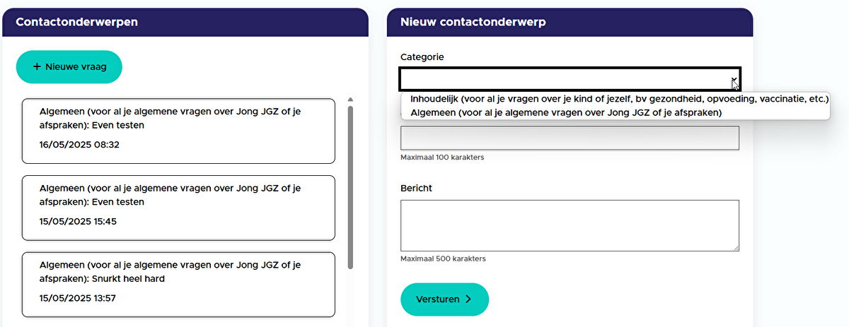 Contact met Jong JGZ - webportaal